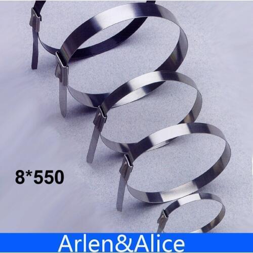 100pcs 8mmx550mm STAINLESS STEEL ZIP CABLE TIES LOCK TIE WRAP