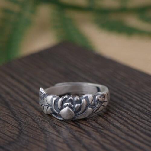 2018 L&P Jewelry Wholesale Sterling Silver Open Lotus Thai Silver Ring As The Ancient Craft Present New Female Model