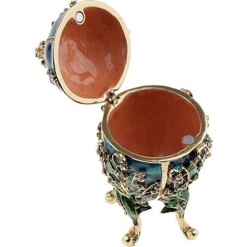 3 Pack Enameled Easter Egg Style Decorative Hinged Jewelry Trinket Box Unique Gift for Women Girls(Red, Green, Blue)