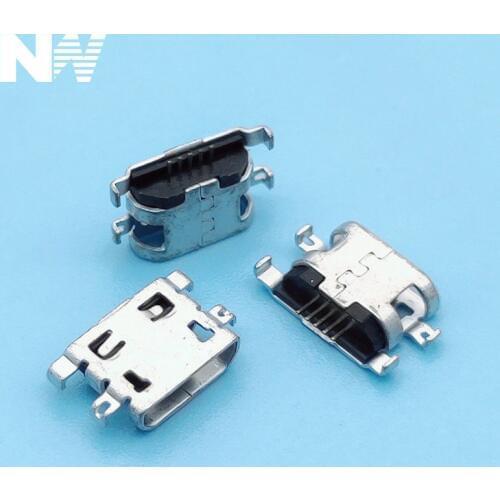 50Pcs Micro Usb 5Pin Connector Heavy Plate 1.6Mm No Side Flat Mouth Without Curling Side Female For Mobile Phone Usb Tail Plug