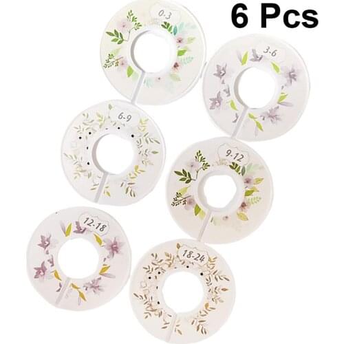 6pcs Baby Clothes Size Dividers Round Plastic Clothing Hanger Separation Circle Size Buckles for Wardrobe Shopping Mall A50
