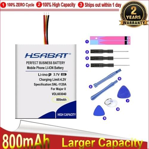 HSABAT 0 Cycle VDL603040 Battery for Marshall Major II, Major II Bluetooth, Major III, Major III Bluetooth, MID Accumulator
