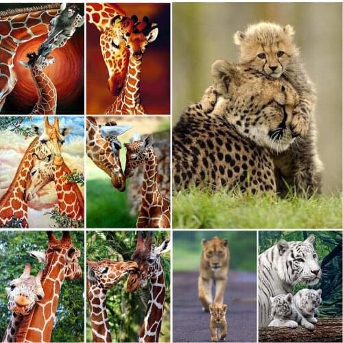 Diy 5D Diamond Painting Full Square Animals Lion Giraffe Diamond Embroider Tiger Mosaic Picture of Rhinestones Home Decor Gift