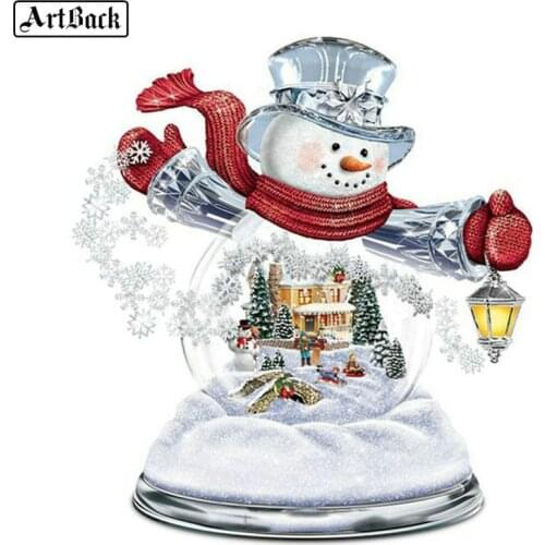 5d diy diamond painting christmas snowman landscape full square drill diamond embroidery winter 3d diamond mosaic wall sticker