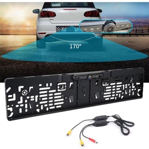 Wireless EU Car License Plate Frame CCD Dynamic Trajectory Rear View Camera Night Vision Reverse Camera with 5 IR Light