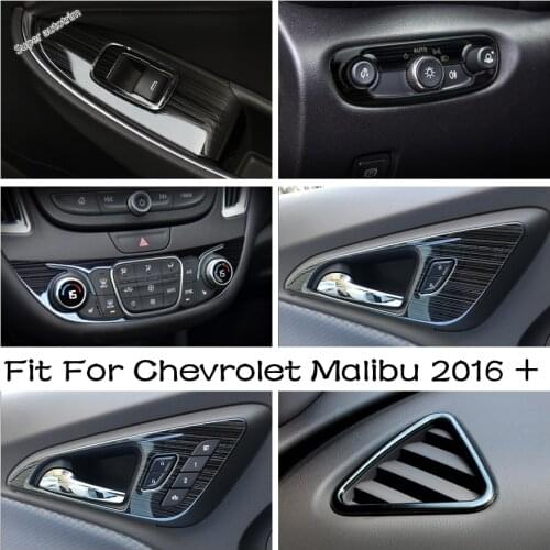 Black Brushed Accessories For Chevrolet Malibu 2016 - 2020 Central Control Air Condition Button / Door Handle Bowl Cover Trim