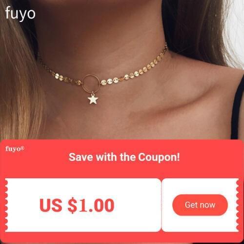 2019 New Gold Coin Disc Star Moon Chocker Necklace For Women Girl Choker Necklaces Pendants Wedding Jewelry Female Gift
