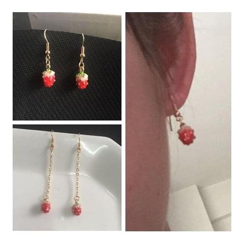 EY040 2018 New Fashion Bohemian Strawberry Glaze Magazine Small Earrings Jewelry Girls gift Fruit earrings 1 pair