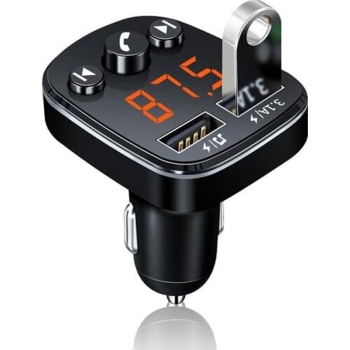 Bluetooth Version 5.0 FM Transmitter Car Player Kit Card Car Charger Quick With QC3.0 Dual USB Voltmeter MP3 Player