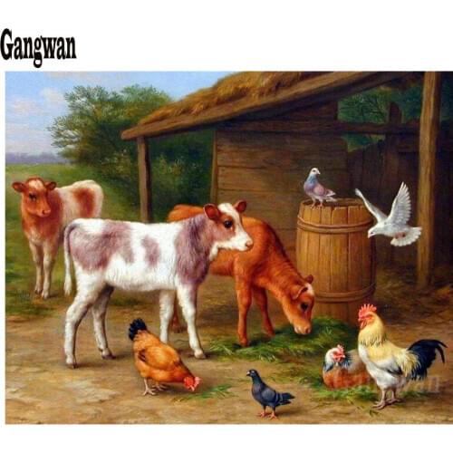 Small cows 5D Diy Diamond Painting Picture of Rhinestones Diamond rhinestone Embroidery farm animal Chicken Mosaic full stones
