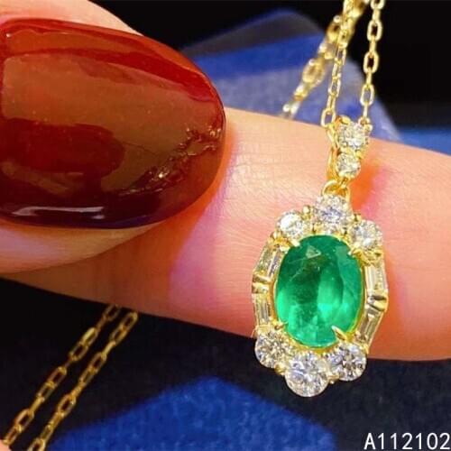 KJJEAXCMY fine jewelry 925 Sterling Silver inlaid natural emerald classic girl new Pendant Necklace support test hot selling
