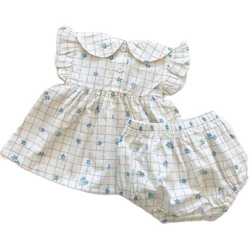 2021 Baby Clothes Set Newborn Clothing Flare Sleeve Tops Floral Bloomer Infant Suit 2pcs