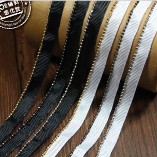 10Yards Metal Copper Bead Chain Webbing Lace DIY Handmade Clothes Decorative Edging Accessories Wedding Dress Decoration