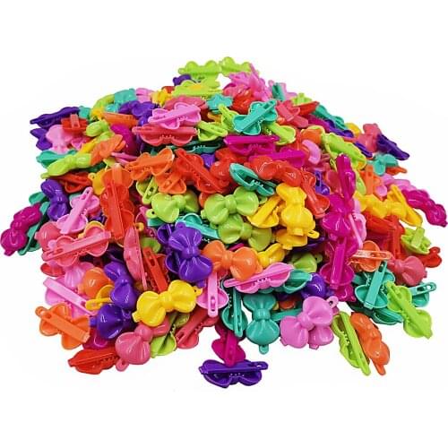 20Pcs/Lot Fashion Children Hairpin Color Plastic Barrette Cartoon Flower Bow Baby Hairpins Kids Hairgrip Girl Hair Accessories