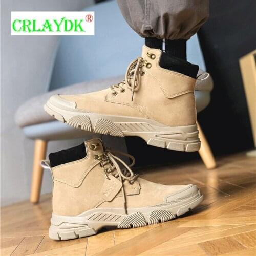 CRLAYDK Leather Ankle Mens Boots Fashion Winter Work Safety Shoes Non Slip Tooling Outdoor Casual Sports Femmes Hommes Bottes