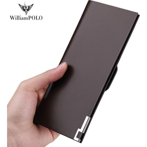 Mens high-quality leather wallet with ultra-thin card slot and double folding detachable card holder pl221