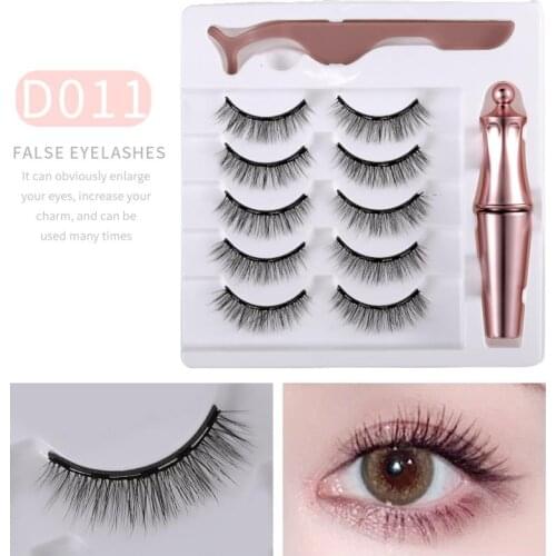 Fashion Eyelashes Set Five Pairs Of 3D Magnetic Eyelash Eyeliner Liquid Smooth Texture Eyeliner Magnetic False Eyelashes TSLM2