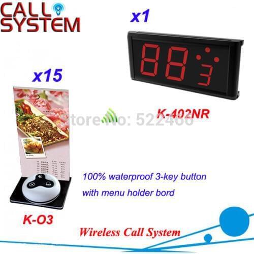Table Calling System with 15pcs press button and 1pc number display for restaurant, DHL shipping free