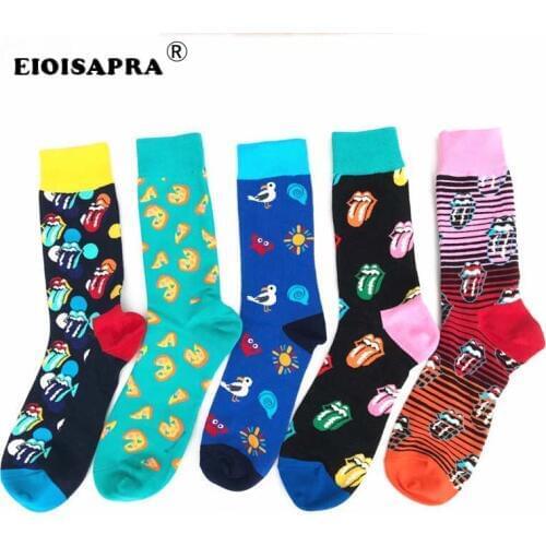 New Product Creative Casual Art Jacquard Women Men Socks Personality Cartoon Animal Bird Stripe Geometry Harajuku Fashion Meias