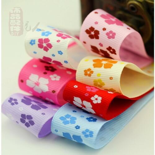 Wholesale for 25mm Flower Polyseter Rib Ribbon Single Face DIY Manual Satin Ribbon Hair accessories grosgrain ribbon 10M/Lot