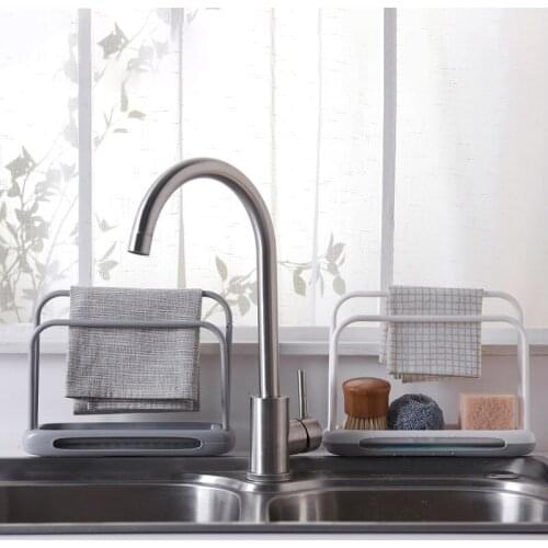 Plastic Kitchen Desktop Rag Rack Removable Sink Sponge Organizer Holder Dish Cloth Towel Drain Storage Hanging Shelf Accessories