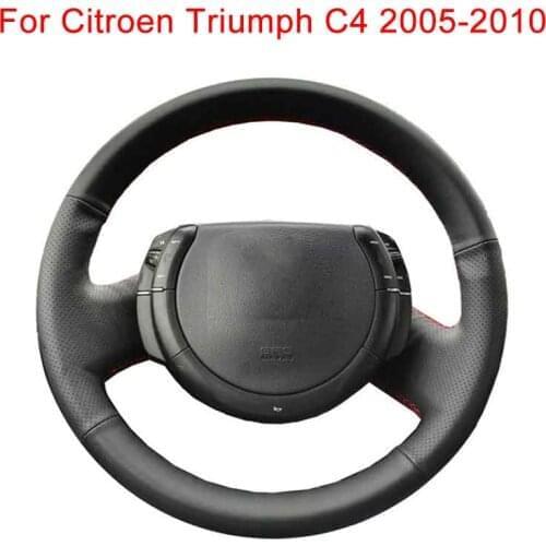 Customize Car Steering Wheel Cover For Citroen Triumph C4 2005-2010 Leather Braid For Steering Wheel