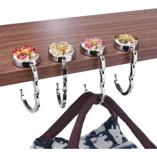 Portable Folding Bag Hooks Printing Acrylic Desk Purse Bag Hanger Holder Hooks for Handbag Umbrella Home Organizer