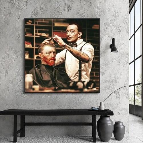 Funny Art Character Portrait of Van Gogh Haircut Posters and Prints Canvas Paintings Wall Art Pictures for Living Room Decor