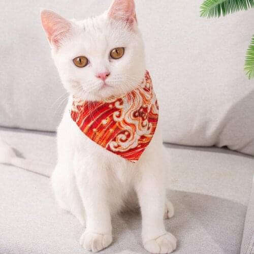 Adjustable Pet Cat Triangular Bandage Puppy Cat Scarf Bandana Collar Bibs Cat Neck Decor Dress Up Birthday Party Washable
