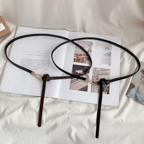 Waist Belt Non-porous Design Anti-rust Faux Leather Golden Buckle Waist Belt for Shopping