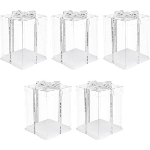 5pcs Transparent Cake Box Kitchen Baking Tool Cake Packing Box Double Layer Cake Container