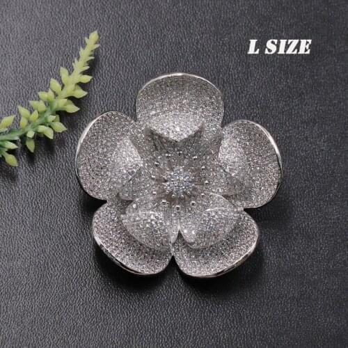 Lanyika Fashion Jewelry Big Elegant LuxuryFlower Brooch Pendant Dual Use for Engagement Wedding Micro Paved Zircon Popular Gifts