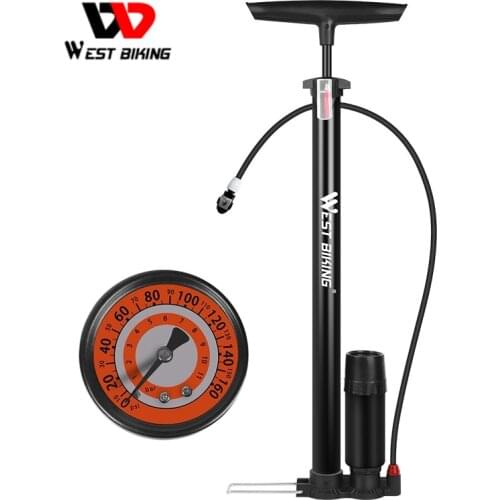 WEST BIKING 160 PSI Bicycle Pump High Pressure Gauge Cycling Air Pump Inflator Tyres Floor Hand Pump MTB Road Bike Accessories