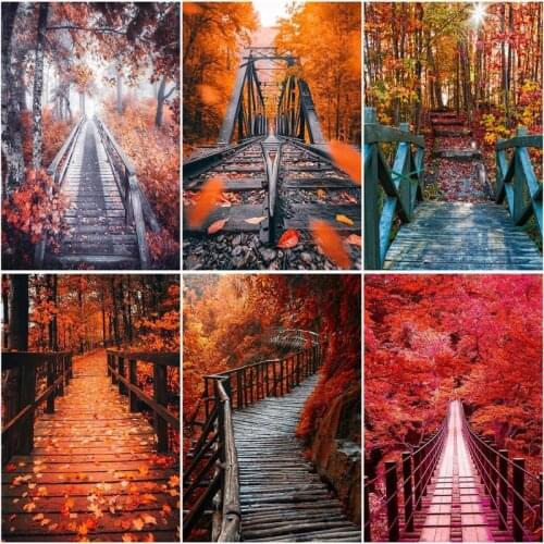 RUOPOTY 60x75cm Frame Paint By Number For Adults Maple Leaf Scenery Picture By Numbers Acrylic Paint On Canvas Home Decors Art