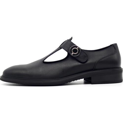 Italian Retro Mens Round Toe Block Low Heel Dress Sandals Hollow Out Runway Genuine Leather Male Shoes Gentleman Office Footwear