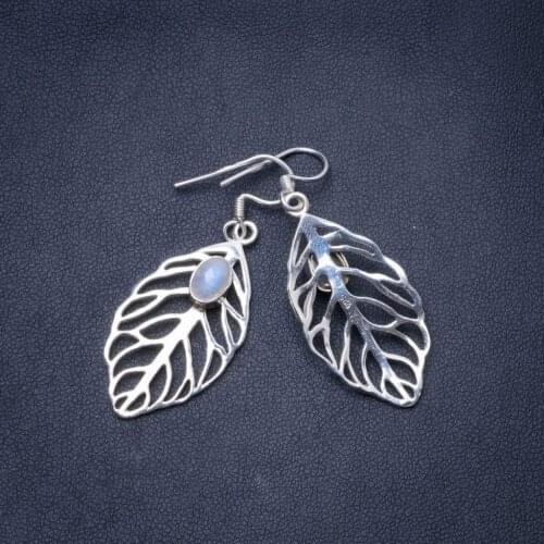 Natural Rainbow Moonstone Handmade Unique 925 Sterling Silver Earrings 2" Y0450