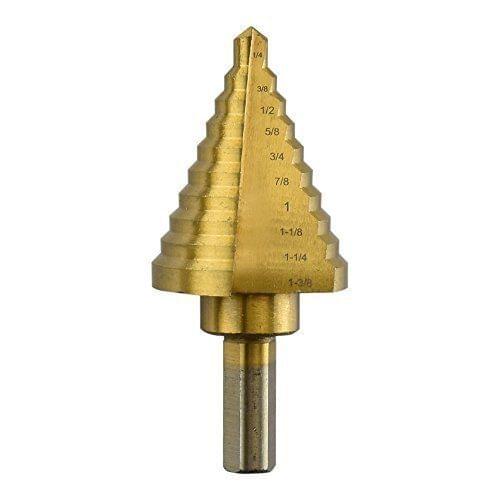 Titanium 10 Step Drill Bit 1/4" to 1-3/8" Inches for Plastic Wood Metal