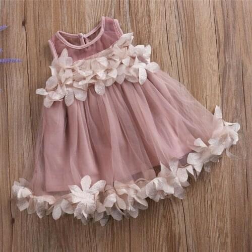 Newborn Pageant Toddler Kids Girls Sleeveless Princess Bridesmaid Tulle Petal Formal Party Dresses