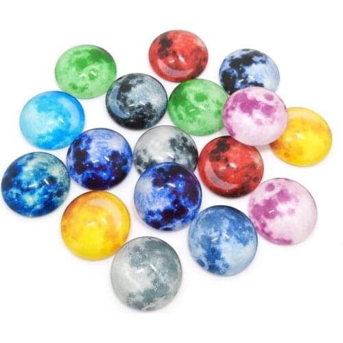 YIQIFLY Free Shipping 30pcs 20mm Mix Color Glass Flat Flatback Photo Glass Cabochon Beads for for Cabochon Base Jewelry Making