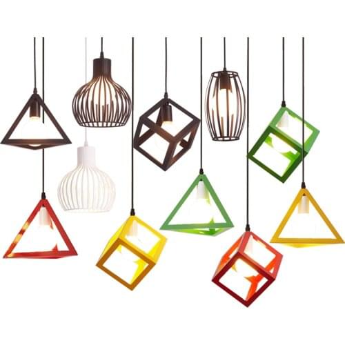 Retro E27 Iron Metal Chande-lier Ceiling Lamp for Corridor 110V 220V Vintage LED Pend-ant Lighting for Restaurant Aisle Balcony