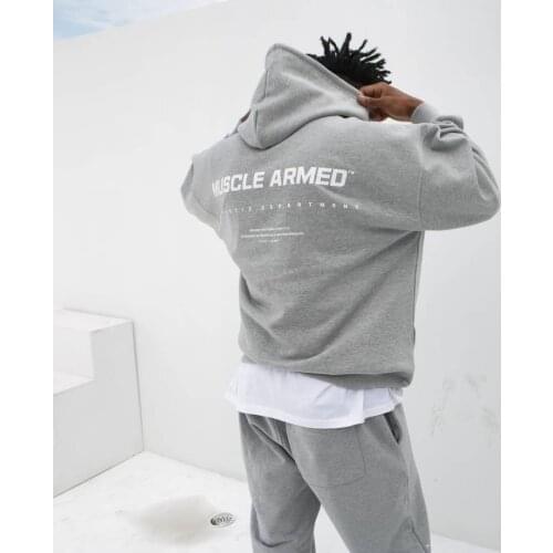 Winter plus velvet thick hooded sports sweatshirt trousers fitness suit loose large size trend leisure warm all-match