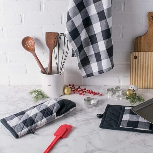 1 Pcs Insulation Glove / Mat Plaid Pattern Thicken Anti-scalding High Temperature Resistance Baking Tools Protect Hands