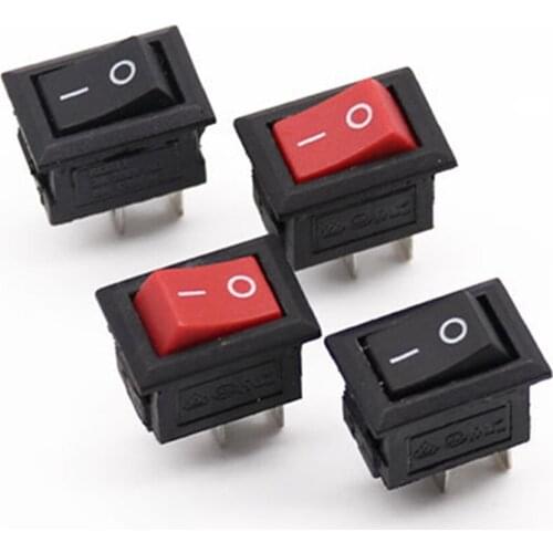 10PCS/LOT Red Switch 10*15mm SPST 2PIN ON/OFF Boat Rocker Switch 3A/250V Mini Switch KCD1-101