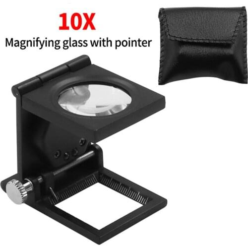 10X Folding Linen Tester Mini Pocket Metal Magnifiers Cloth Thread Counter Magnifier Magnifying Glass