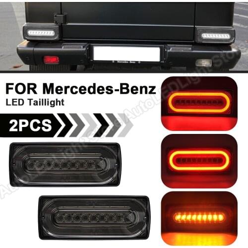 2Pcs Smoked LED Taillight For Benz G-Class W463 G500 G550 G55 G63 AMG 90-18 LED Turn Signal Rear Fog Brake Running Lamp Light