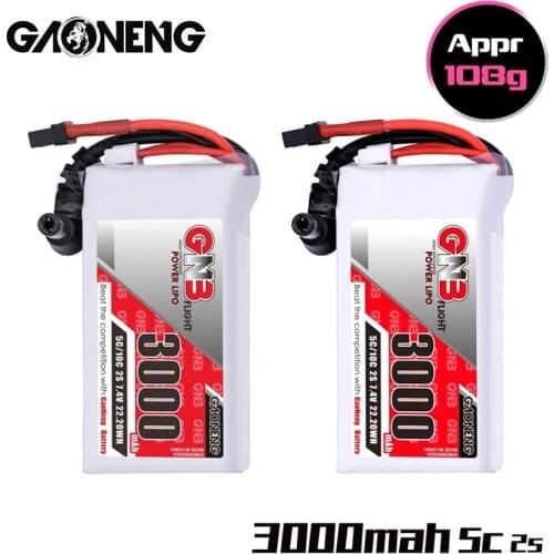 2PCS/SET GNB 2S 7.4V Lipo Battery 3000MAH 5C Power Indicator for Fatshark Glasses Dominator Skyzone Aomway FPV Goggles RC Drone