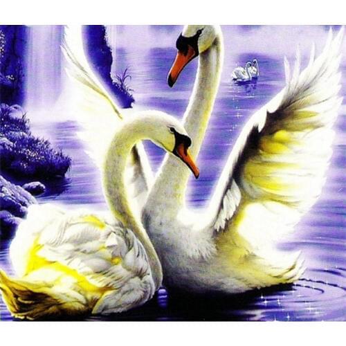 3D Romantic Lovers Swan Diamond Mosaic Landscape Diamond embroidery animals 5D HandMade diy Diamond painting picture of rhinesto