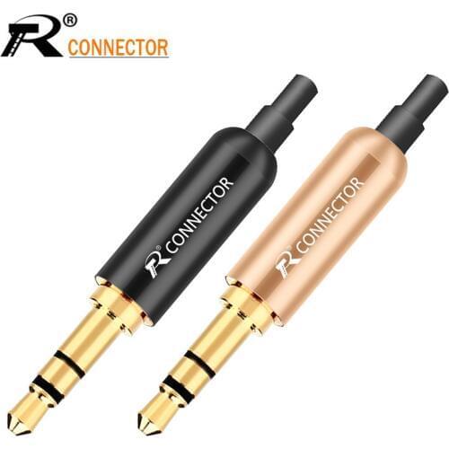 4pcs Aluminum Jack 3.5 Earphone Plug with Tail plug clamps 3.5mm 3 pole Stereo Male Plug Gold Plated Wire Connector