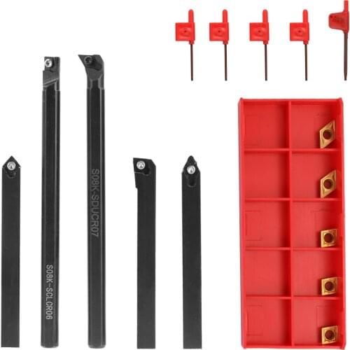 5PCS 8mm Turning Tool Holder Boring Bar + 3PCS CCMT060204 + 2Pcs DCMT070204 Carbide Insert Set Machinery and accessories Turning