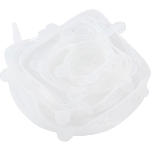 6pcs/set Silicone Lids Durable Reusable Food Save Cover Heat Resisting Fits All Sizes and Shapes of Containers